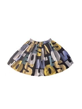 SHEIN Colorblock Letter Print Elastic Waist Skirt in Yellow, Blue, Black